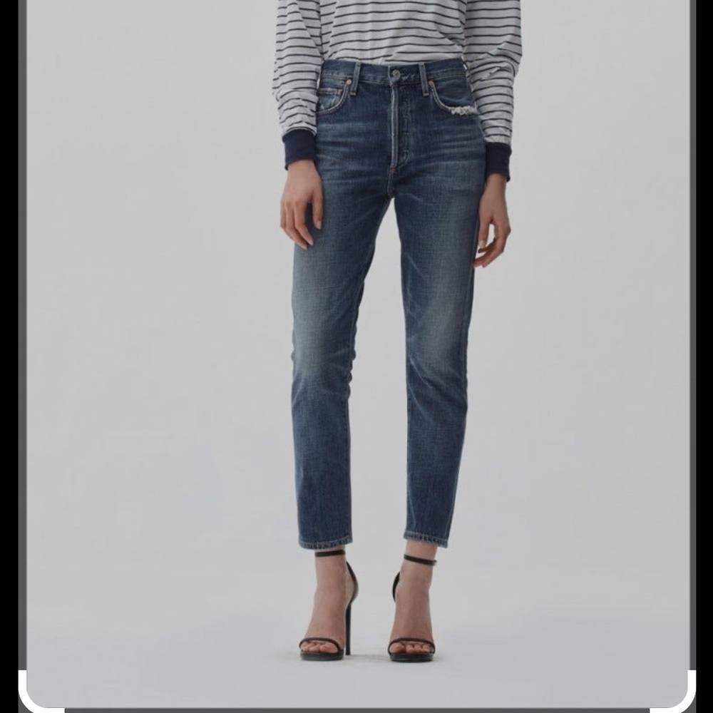 Citizens of Humanity Liya High Rise Crop Button Fly Distressed Jeans Women's 26